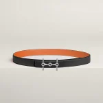 H Equestre belt buckle & Reversible leather strap 24 mm - Image 2